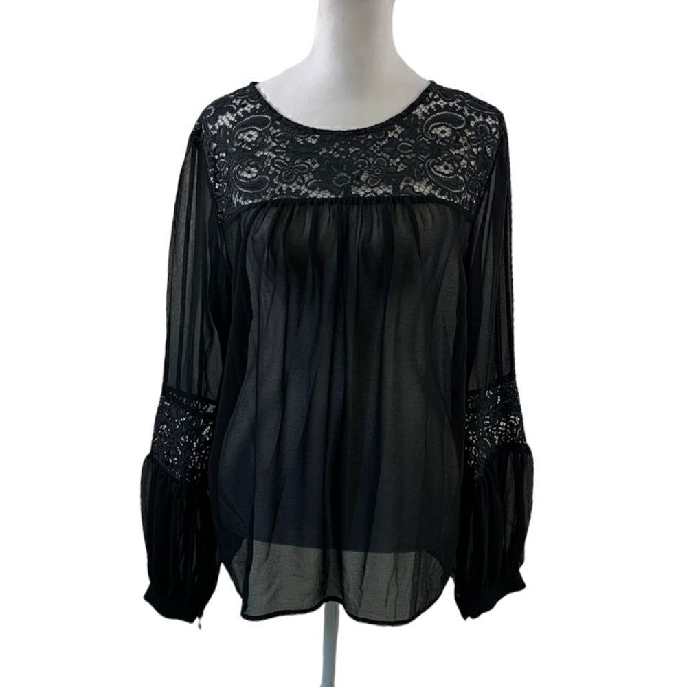 For Love And Lemons Black Lacy Blouse Size M